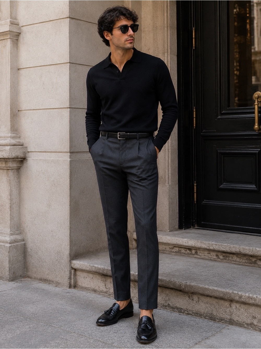 Johnston & Murphy Black Leather Tassel Loafers